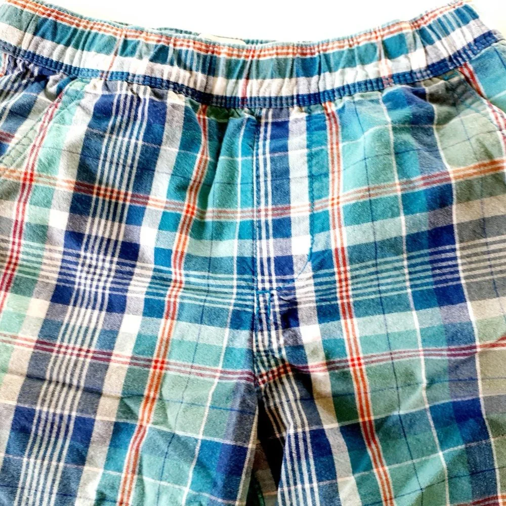 Children's Place Boys Shorts Blue Plaid Adjustable Waist Pull On Size 7